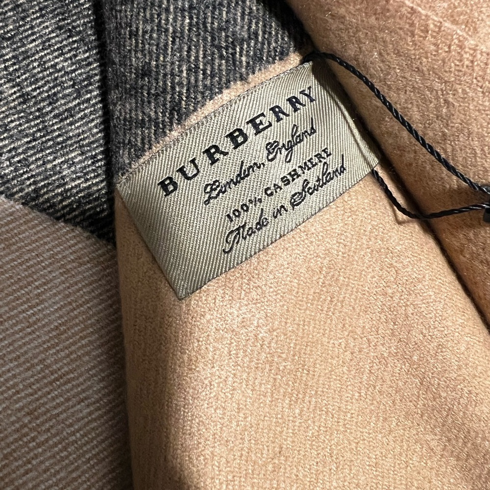 Burberry Beige and Gray Cashmere Scarf